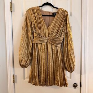 Vici Metallic Gold Long Sleeve Dress